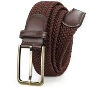 VONMELLI Cinturón elástico trenzado de tela para hombre y mujer, informal, cinturón unisex elástico vintage con hebilla de aleación de zinc color bronce antiguo para vaqueros y golf, café, XL: Adatto