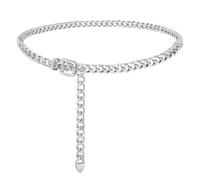 VONMELLI Cinturón joya mujer moda cinturón mujer de metal elegantes cinturones de cadena para vestidos cinturones delgado de cintura ajustable correa para vestido, plateado, XL: Adatto per la vita