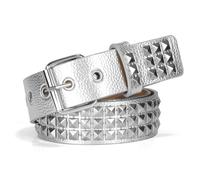 VONMELLI Cinturón Tachonado Metal Punk Rock Cinturones con Remaches para Mujeres/Hombres Cinturón de Cuero Punk Cinturón Gótico Accesorios para Pantalones Jeans, Litchi Silver, M: Adatto per il