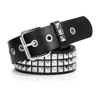VONMELLI Cinturón Tachonado Metal Punk Rock Cinturones con Remaches para Mujeres/Hombres Cinturón de Cuero Punk Cinturón Gótico Accesorios para Pantalones Jeans, Negro Con Hebilla Plateada, L: Adatto