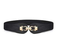 VONMELLI Cinturones elásticos anchos para mujer, cinturón de cintura elástico con hebilla dorada de moda para vestidos, Negro, M:Fit Waist Size 30"-34"