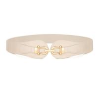 VONMELLI Cinturones elásticos anchos para mujer, cinturón de cintura elástico para damas con hebilla dorada de moda para vestidos, beige, M:Fit Waist Size 30"-34"