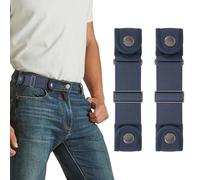 VONMELLI Cinturones sin hebilla para hombres y mujeres, paquete de 2 cinturones laterales elásticos sin hebilla, cinturón invisible ajustable para pantalones de mezclilla, A-azul, S:Fit Loop Size 7"-9