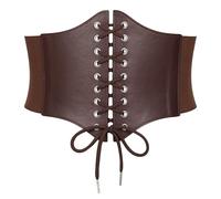 VONMELLI Corsé de mujer de encaje en la cintura elástica con banda ancha retro atada corsé moda ancha atado cinturón Vespa para ropa disfraz de Halloween, café, XXL: Adatto per il girovita 113cm-124cm