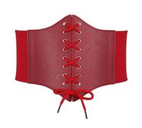 VONMELLI Corsé de mujer de encaje en la cintura elástica con banda ancha retro atada corsé moda ancha atado cinturón Vespa para ropa disfraz de Halloween, rojo, XXL: Adatto per il girovita 113cm-124cm