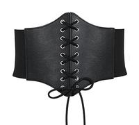 VONMELLI Corsé de mujer de encaje en la cintura elástica para mujer con banda ancha retro atada corsé moda ancha atada cinturón Vespa para ropa disfraz de Halloween negro L, Negro , L: Adatto per il