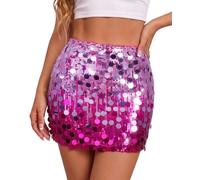 VONMELLI Falda de lentejuelas para mujer, faldas elásticas para las noches | Minifalda brillante con forro integral, faldas ajustadas de cintura alta con purpurina para conciertos, fiestas y discotecas