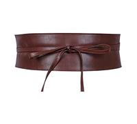 VONMELLI Obi - Cinturón ancho para mujer, con nudo de lazo, elegante, cinturón de piel sintética para mujer, café, S: Adatto per il girovita 66cm-79cm