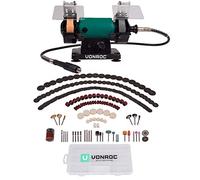 VONROC Amoladora de banco / Multiherramienta 150W - 75mm con eje flexible - Incluye 192 accesorios