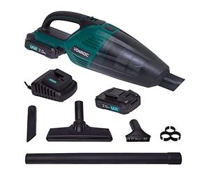 VONROC Aspirador Escobas Inalámbricas - 2 Baterías 2.0Ah y Cargador 20V Vpower - Bandeja para Polvo de 0,5L - 3 boquillas y extensión de 46 cm - Filtro y Bandeja extraíbles y Lavables