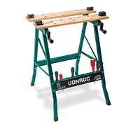 VONROC Banco de trabajo plegable con una capacidad de carga de hasta 150 kg - Provisto de un tablero de bambú