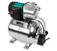 VONROC Bomba de hidróforo con interruptor de presión - 1000 W - 3500 l/h - Tanque de acero inoxidable 19 L - Carcasa de la bomba de acero inoxidable