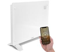 VONROC Calefactor eléctrico de lujo - Panel de vidrio de convección - 1500W - 18m2 - Control manual y Wifi - Termostato ajustable y temporizador - Blanco