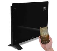 VONROC Calefactor eléctrico de lujo - Panel de vidrio de convección - 1500W - 18m2 - Control manual y Wifi - Termostato ajustable y temporizador - Negro