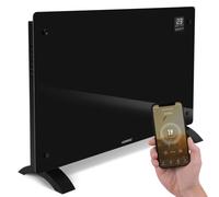 VONROC Calefactor eléctrico de Lujo - Panel de Vidrio de convección - 2000W - 24m2 - Control Manual y WiFi - Termostato Ajustable y Temporizador - Negro