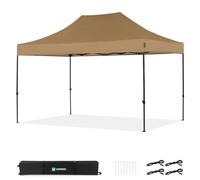 VONROC Carpa para Fiestas Easy-Up 3×4,5 m Beige | Impermeable UV50+ Acero Beige Oxford 420D con revestimiento PVC y acero,