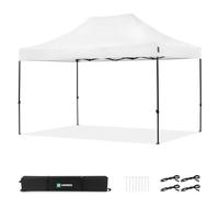 VONROC Carpa para Fiestas Easy-Up 3×4,5 m Blanco | Impermeable UV50+ Acero Beige Oxford 420D con revestimiento PVC y acero,