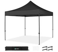 VONROC Carpa Plegable Pop-Up 3x3 m Impermeable UV50+ Negro | Oxford 420D con revestimiento PVC, Bolsa con Ruedas, Modular y Ampliable, Para Jardín