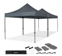 VONROC Carpa Pop-Up para Fiestas- 6x3 m - Gris | Set con 2x Carpas y 1x Kit de Conexión - modular - Plegable - Impermeable - Protección UV 50+ - Incluye bolsas