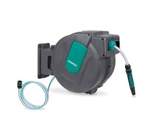 VONROC Carrete automático para manguera - Incl. manguera de jardín de 35m, manguera de conexión, boquilla, acoplamientos y conexión de grifo
