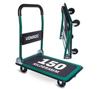 VONROC Carretilla Plegable 150 kg - Carro Plataforma con Ruedas 360°, Carro de Transporte con Plataforma Antideslizante 47x73 cm, Carretilla de Carga para Almacén, Taller, Garaje y Mudanzas
