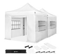 VONROC Cenador para fiestas de 6 x 3 m, juego completo con 2 cenadores Easy-Up de 3 x 3 m, paredes laterales, kit de conexión, impermeable, 3000 PA, UV 50+, color blanco