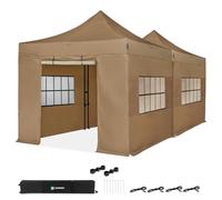 VONROC Cenador para fiestas de 6 x 3 m, juego completo con 2 cenadores Easy-Up de 3 x 3 m, paredes laterales, kit de conexión, impermeable, 3000 PA, UV 50+, color beige