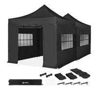 VONROC Cenador para fiestas de 6 x 3 m, juego completo con 2 cenadores Easy-Up de 3 x 3 m, paredes laterales, kit de conexión, impermeable, 3000 PA, UV 50+, color negro