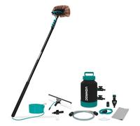 VONROC Cepillo telescópico de 6,5 m + descalcificador de agua portátil | Limpieza sin cal para casa, coche, caravana, paneles solares | Kit completo con dispensador de jabón y accesorios