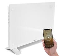 VONROC Convector Eléctrico Smart 2000W con WiFi y Panel de Vidrio Blanco | vidrio templado y aluminio, control mediante app Tuya Smart Life
