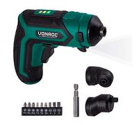VONROC Destornillador inalámbrico 4V con Kit de brocas de 9u, cargador rápido y bolsa de herramientas