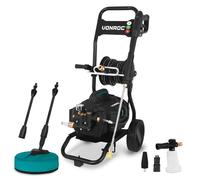 VONROC Hidrolimpiadora Pro V25-3 2500W con 180 Bar y 468 L/h | Motor de inducción, manguera 15 m, estructura acero, lanza turbo y ajustable, espuma, limpiador de patios, uso intensivo
