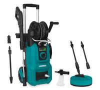 VONROC Hidrolimpiadora V24-3 2400W con 180 Bar y presión Ajustable | Manguera 10 m, carrete integrado, bomba aluminio, lanza turbo y ajustable, limpiador de patios, mango telescópico