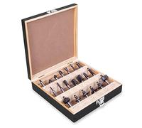 VONROC Juego de fresas para fresadora - Acero YT9 de alta calidad - Diámetro del mango de 8mm | 20 piezas - En lujoso estuche de madera