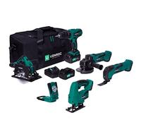 VONROC Juego de herramientas VPower 20V - Bolsa de herramientas incl.: taladro de impacto, sierra de calar, multiherramienta, amoladora angular, sierra circular, linterna, 2 baterías 4.0Ah y cargador