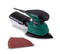 VONROC Lijadora multifunción | Lijadora de mano - Lijadora de detalles de 130W - Con caja para atrapar el polvo y 6 papeles abrasivos