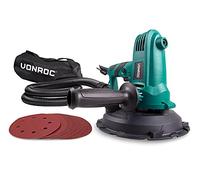 VONROC Lijadora para paneles de yeso, lijadora de disco de 180 mm, lijadora en seco 750 W - Lijadora de disco con succión, lijadora de techo, lijadora de pared con 8 papeles abrasivos