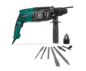VONROC Martillo perforador 800W - 3 Joule - SDS plus - Perforación, taladrado con percusión y cincelado - Incluye portabrocas con llave