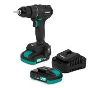 VONROC PRO - Taladro inalámbrico de 20 V - 40 Nm - Motor sin escobillas - 17 ajustes de par + modo taladro - 2 puntas incluidas - 2 baterías de 2,0 Ah y cargador incluido
