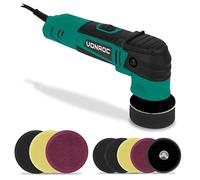 VONROC Pulidora de doble acción 400W - Ø50 y Ø75MM - Incluye 2 platos de apoyo y 8 almohadillas de pulido - electrónica de arranque suave - electrónica de potencia constante
