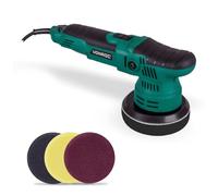 VONROC - Pulidor excéntrico de 650 W, 125 mm, doble acción con potencia constante y arranque suave, 4 discos y bandeja de soporte incluido