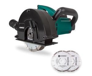 VONROC Rozadora de pared 1700W Incluye 4 Discos Diamantados | con profundidad regulable discos Ø150 mm, metal, ancho de corte 14/19/29 mm