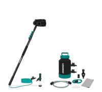 VONROC Set de Cepillo de Lavado Telescópico 4,60m + Suavizador de Agua Portátil 5L - Limpieza de paneles solares, coches, autocaravanas y superficies altas - Con tubo, dispensador de jabón y