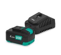 VONROC VPower 20V Kit de arranque - Batería de iones de litio de 4,0 Ah + cargador doble rápido | Compatible con múltiples herramientas | Ideal para bricolaje intensivo y proyectos de larga duración