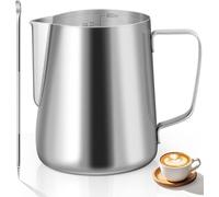 Vonsera Jarra de leche, 600 ml, acero inoxidable, con marca de medición, jarra de leche para capuchino, espresso, arte latte, amantes del café, 20 FL.oz
