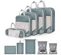 vonsera Organizadore Maleta, Juego de 10 Bolsas Compresion Viaje con Bolsa para Zapatos, Tela de Malla, S/M/L/XL Organizador de Equipaje, Packing Cubes para Maletas y Mochilas, Gris