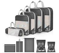 vonsera Organizadore Maleta, Set 10 Bolsas Compresion Viaje con Bolsa para Zapatos, Tela de Malla, S/M/L/XL Organizador de Equipaje, Packing Cubes para Maletas y Mochilas, Negro