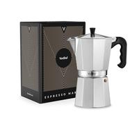 VonShef Cafetera Italiana de 12 Tazas - Moka de Aluminio 600 ml - Cafetera Tradicional para Cocinas de Gas y Eléctricas - Incluye Filtro y Junta de Repuesto