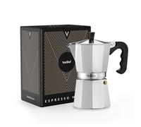 VonShef Cafetera Italiana de 6 Tazas - Moka de Aluminio 300 ml - Cafetera Tradicional para Cocinas de Gas y Eléctricas - Incluye Filtro y Junta de Repuesto