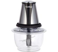VonShef Mini Picadora Eléctrica - Rápida y Eficiente con 2 Niveles de Velocidad y Recipiente de Vidrio de 1.2L para Hacer Puré y Mezclar Ensaladas, Sopas, Salsas, Alimentos para Bebés y Frutas